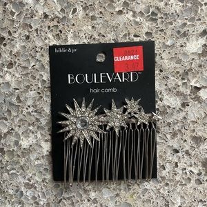 Silver Sunburst and Stars Hair Comb